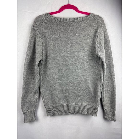 Tanib Grey V-Neck Crossover Sweater M - Picture 5 of 5
